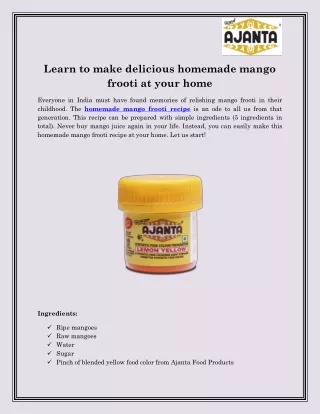 learn to make delicious homemade mango frooti