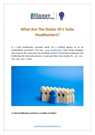 What Are The Duties Of C Suite Headhunters?
