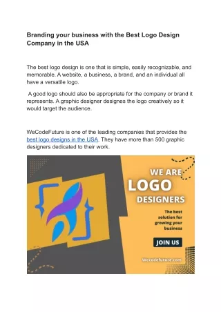 Branding your business with the Best Logo Design Company in the USA
