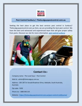 Pest Control Sunbury | Thelocalguyspestcontrol.com.au
