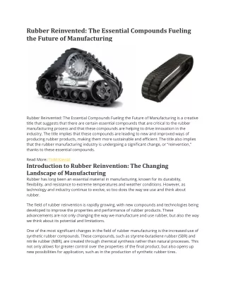 The Essential Compounds Fueling the Future of Manufacturing