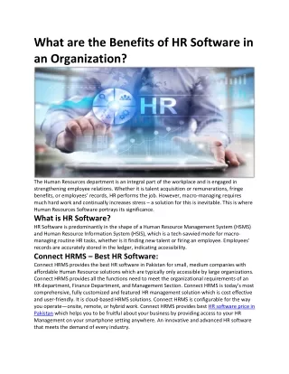 What are the Benefits of HR Software in an Organization - Connect HRMS