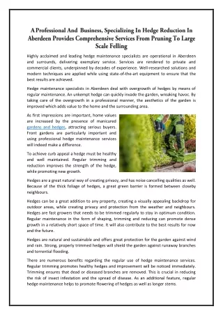highly acclaimed and leading hedge maintenance