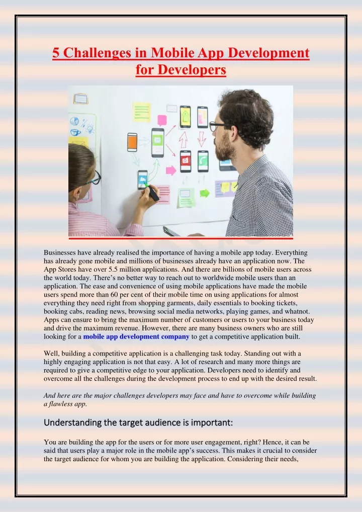5 challenges in mobile app development