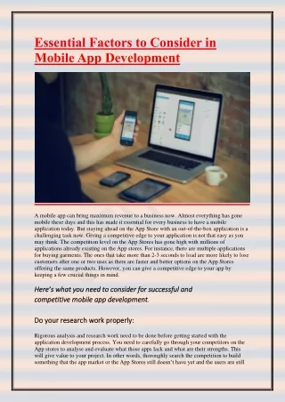 essential factors to consider in mobile