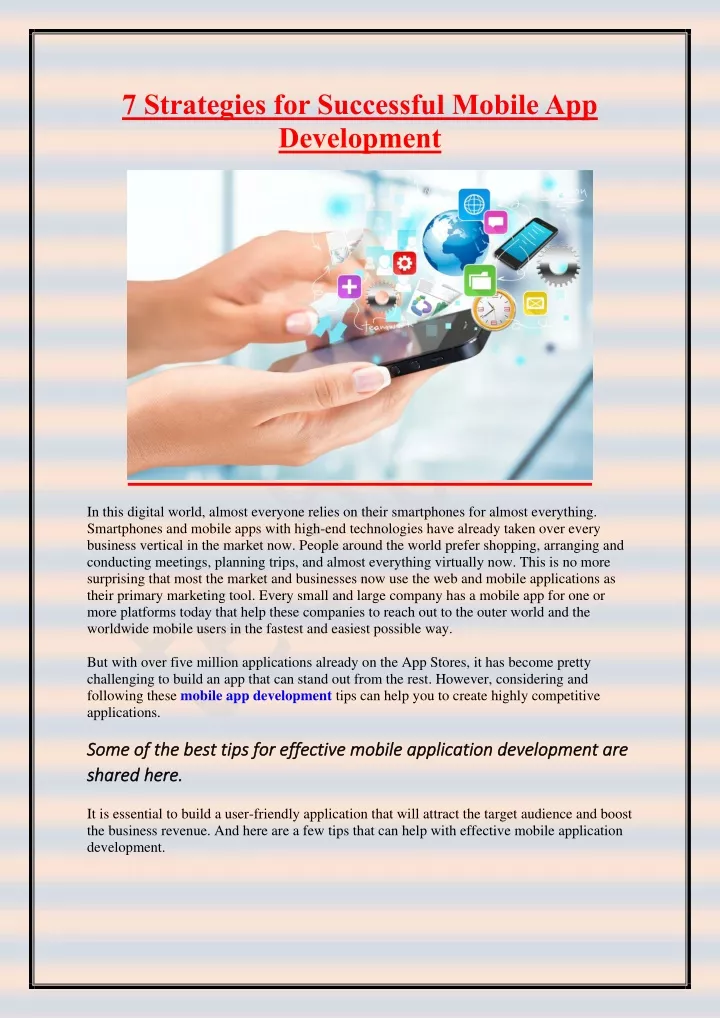 7 strategies for successful mobile app development