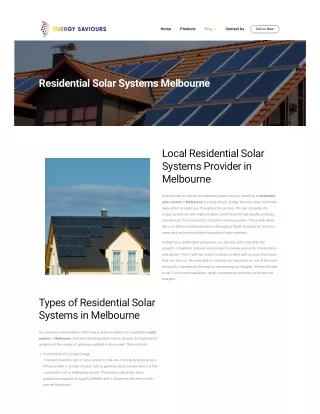 Residential Solar Systems Melbourne