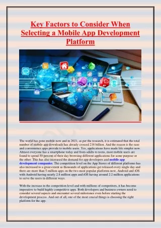 key factors to consider when selecting a mobile