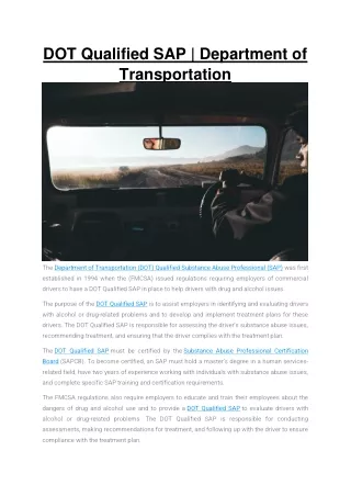 dot qualified sap department of transportation