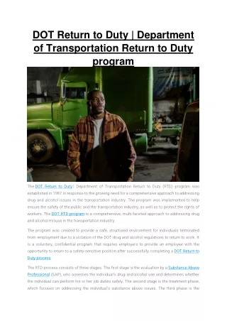 dot return to duty department of transportation