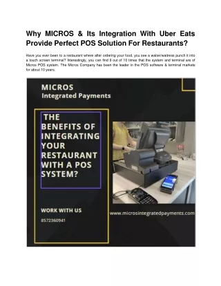 Why MICROS & Its Integration With Uber Eats Provide Perfect POS Solution For Restaurants_