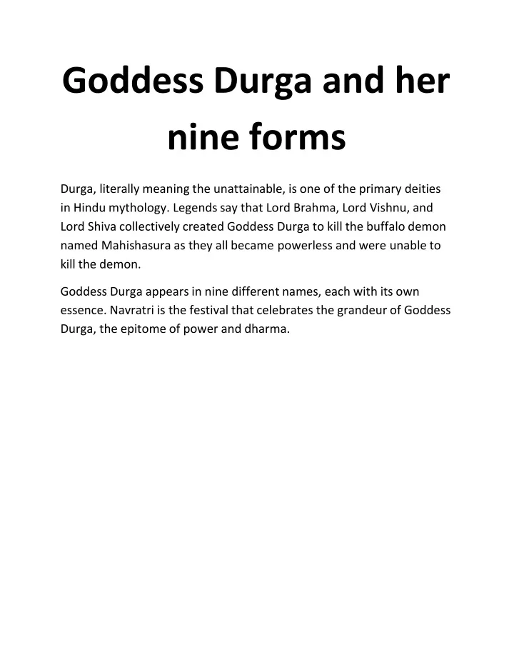 goddess durga and her nine forms