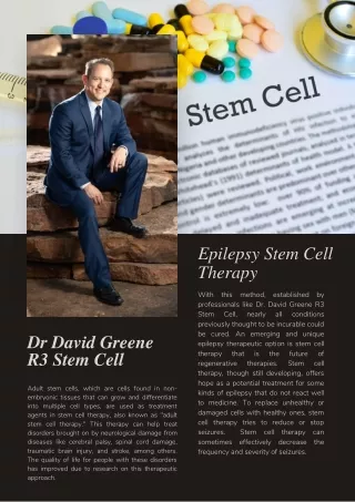 Epilepsy Stem Cell Therapy  Dr. David Greene R3 Stem Cells