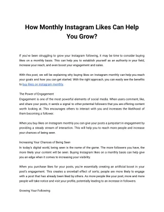 How Monthly Instagram Likes Can Help You Grow_
