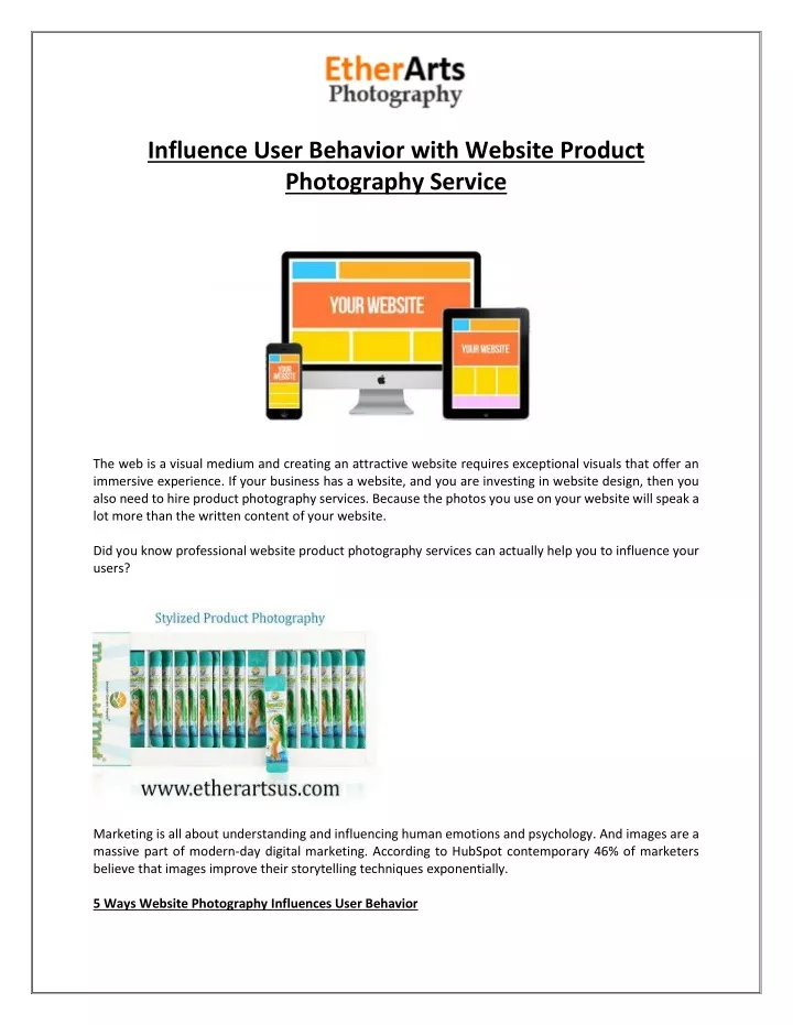 influence user behavior with website product