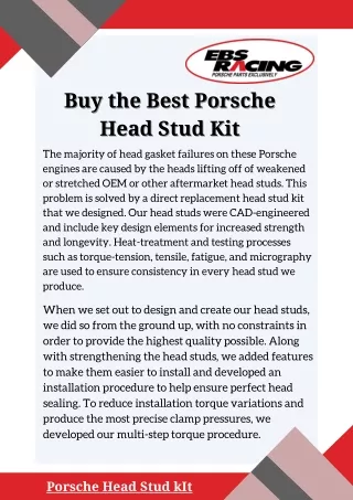 Buy the Best Porsche Head Stud Kit