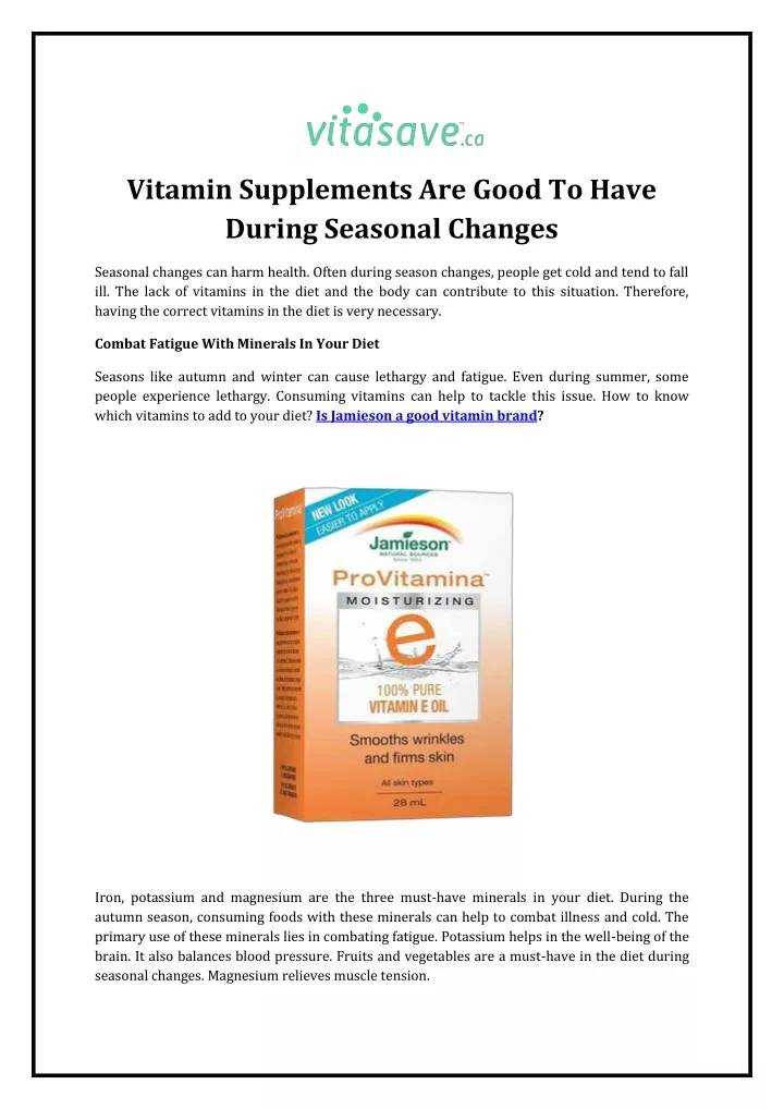 vitamin supplements are good to have during