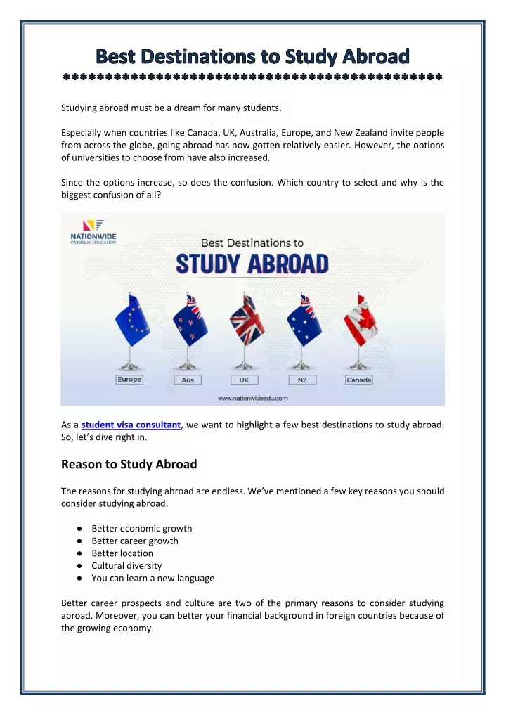 studying abroad must be a dream for many students
