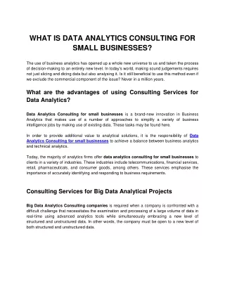 WHAT IS DATA ANALYTICS CONSULTING