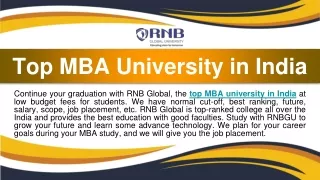 Find the Top MBA University in India 2023