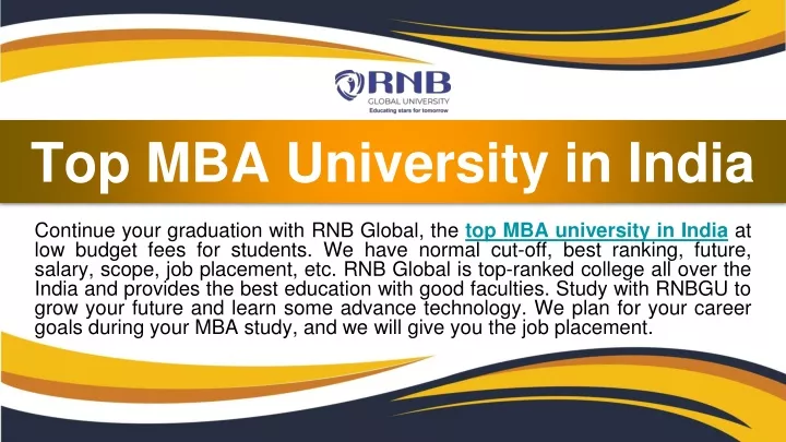 t op mba university in india