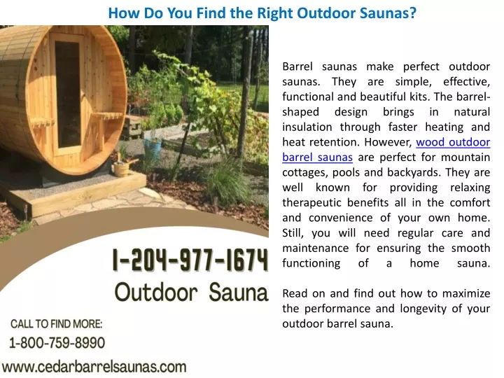 how do you find the right outdoor saunas