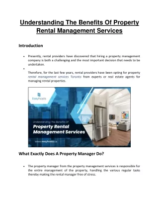 Understanding The Benefits Of Property Rental Management Services