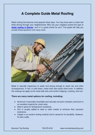 A Complete Guide Metal Roofing