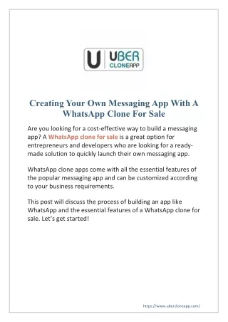 Creating Your Own Messaging App With A WhatsApp Clone For Sale