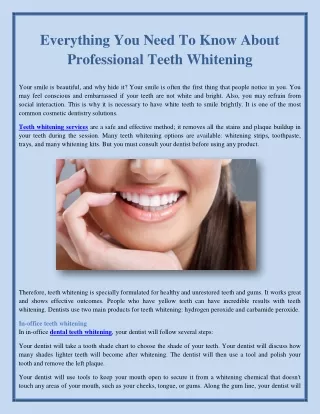 Everything You Need To Know About Professional Teeth Whitening