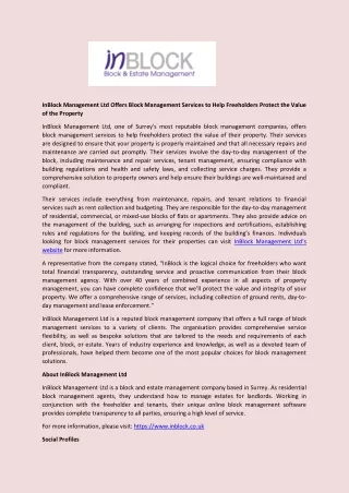 inblock management ltd offers block management