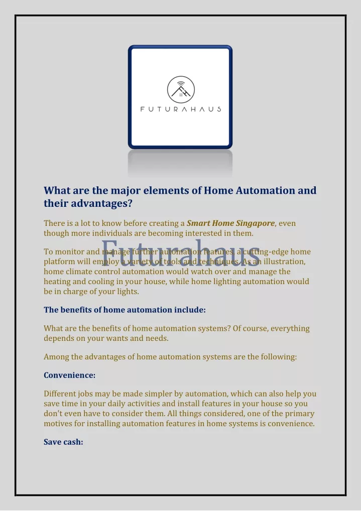 what are the major elements of home automation