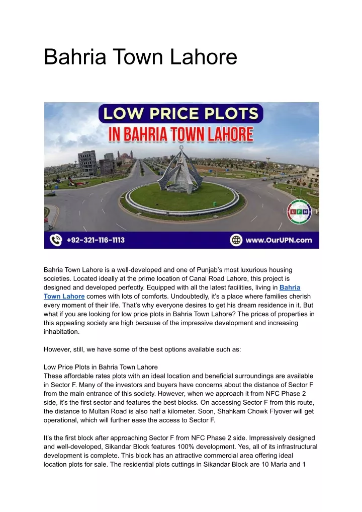 bahria town lahore