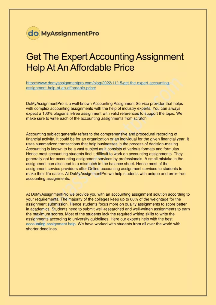 get the expert accounting assignment help