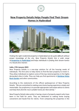 New Property Details Helps People Find Their Dream Homes in Hyderabad