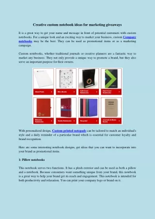creative custom notebook ideas for marketing