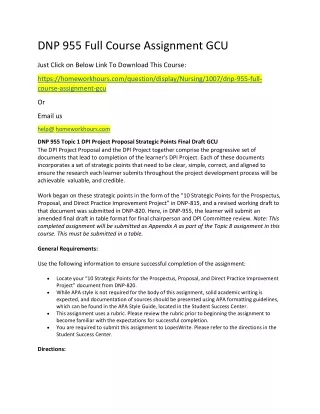 dnp 955 full course assignment gcu