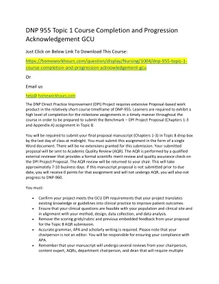 dnp 955 topic 1 course completion and progression