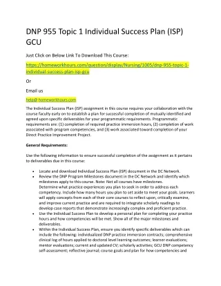 dnp 955 topic 1 individual success plan isp gcu