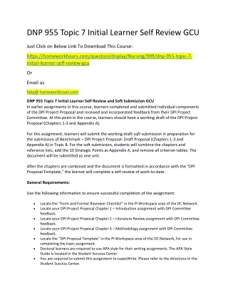 dnp 955 topic 7 initial learner self review gcu