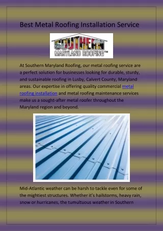 Best Metal Roofing Installation Service
