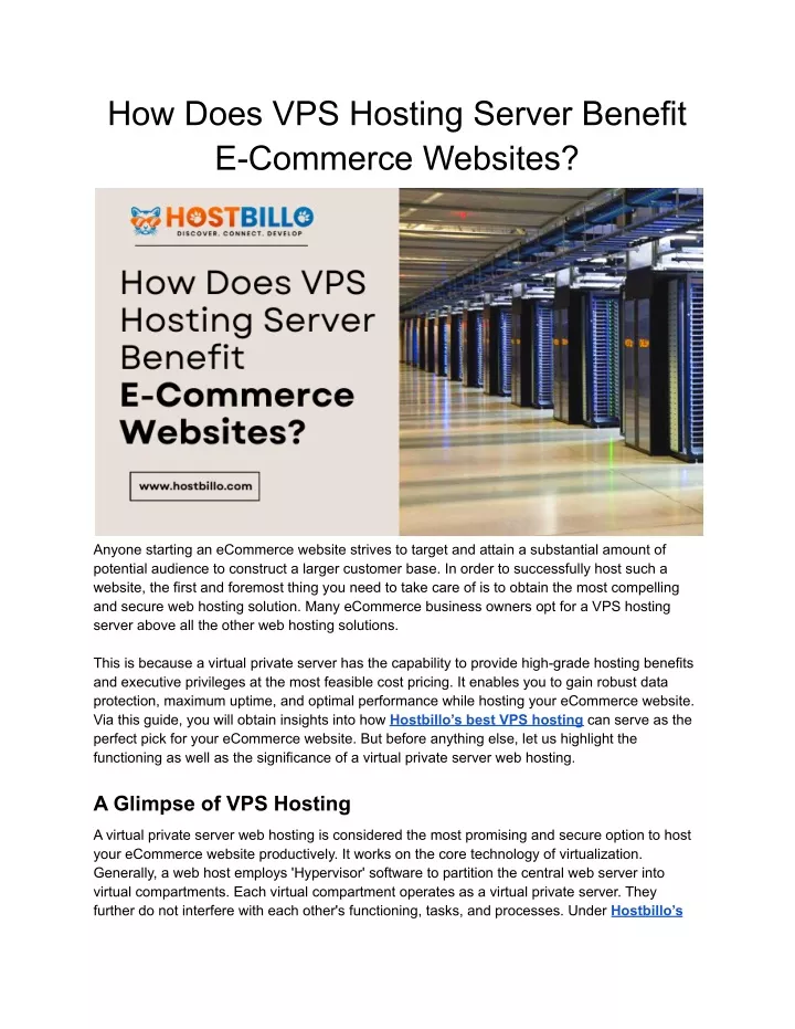 how does vps hosting server benefit e commerce