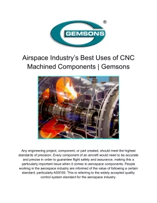 Airspace Industry's Best Uses of CNC Machined Components | Gemson