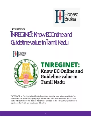 TNREGINET_ Know EC Online and Guideline value in Tamil Nadu