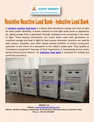 Resistive Reactive Load Bank - Inductive Load Bank