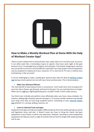 how to make a weekly workout plan at home with