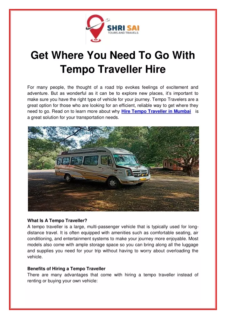 get where you need to go with tempo traveller hire