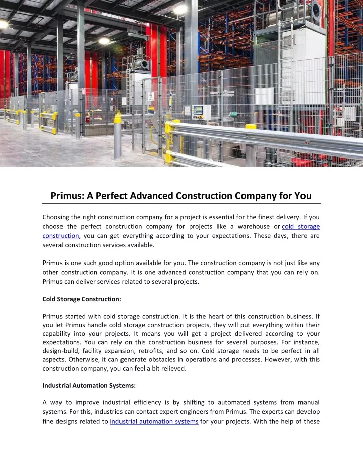 primus a perfect advanced construction company