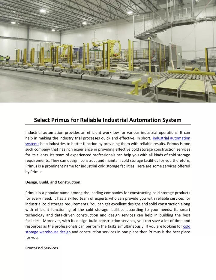 select primus for reliable industrial automation