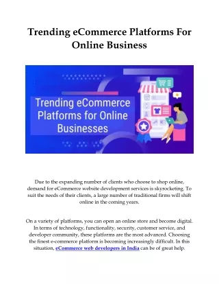 Trending eCommerce Platforms for Online Businesses